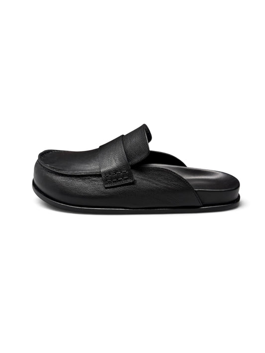 Ön Sipariş Porto Siyah Deri Slipper