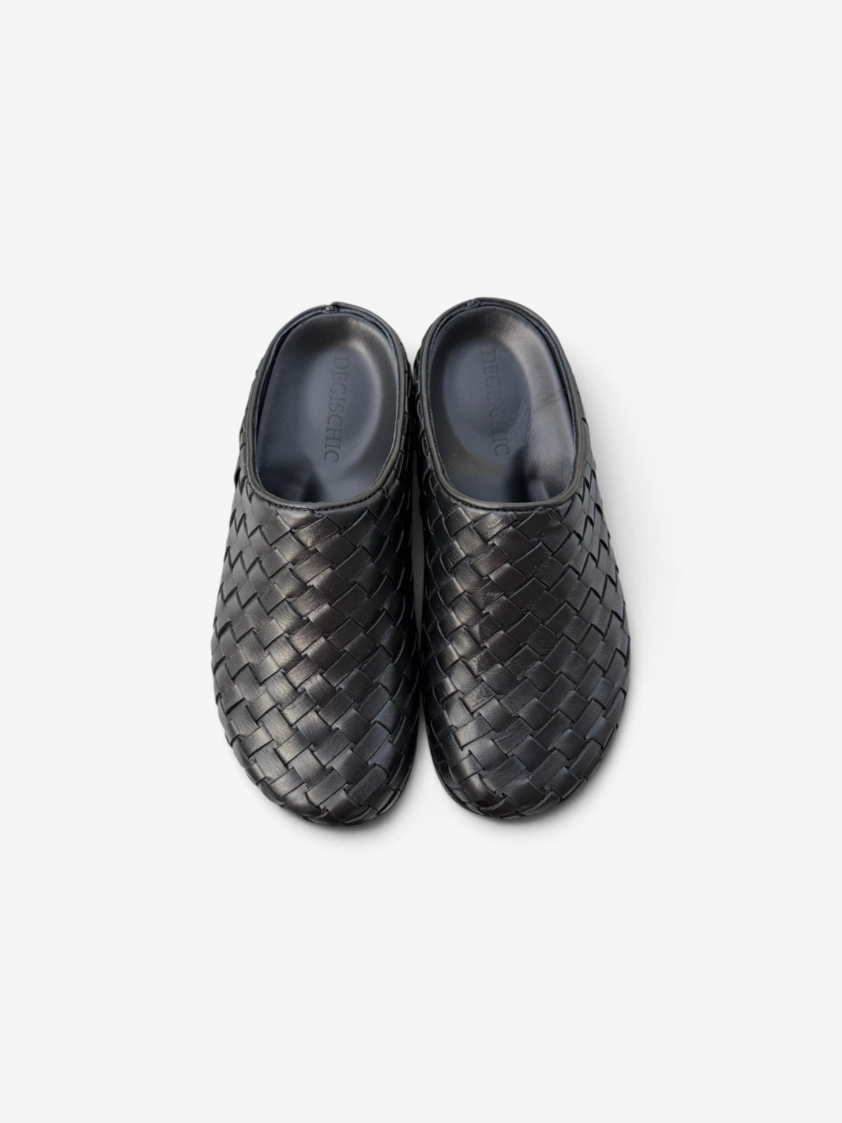 Lucca Siyah Örgü Deri Slipper