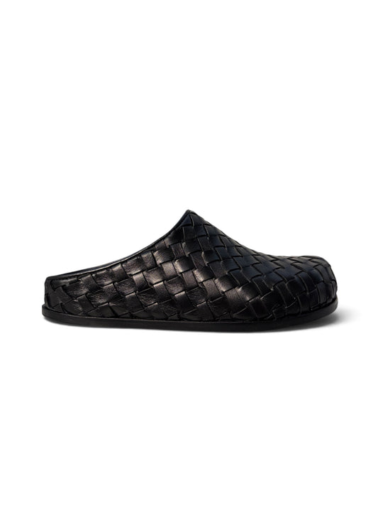 Lucca Siyah Örgü Deri Slipper