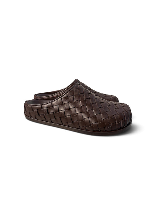 Lucca Kahve Örgü Deri Slipper