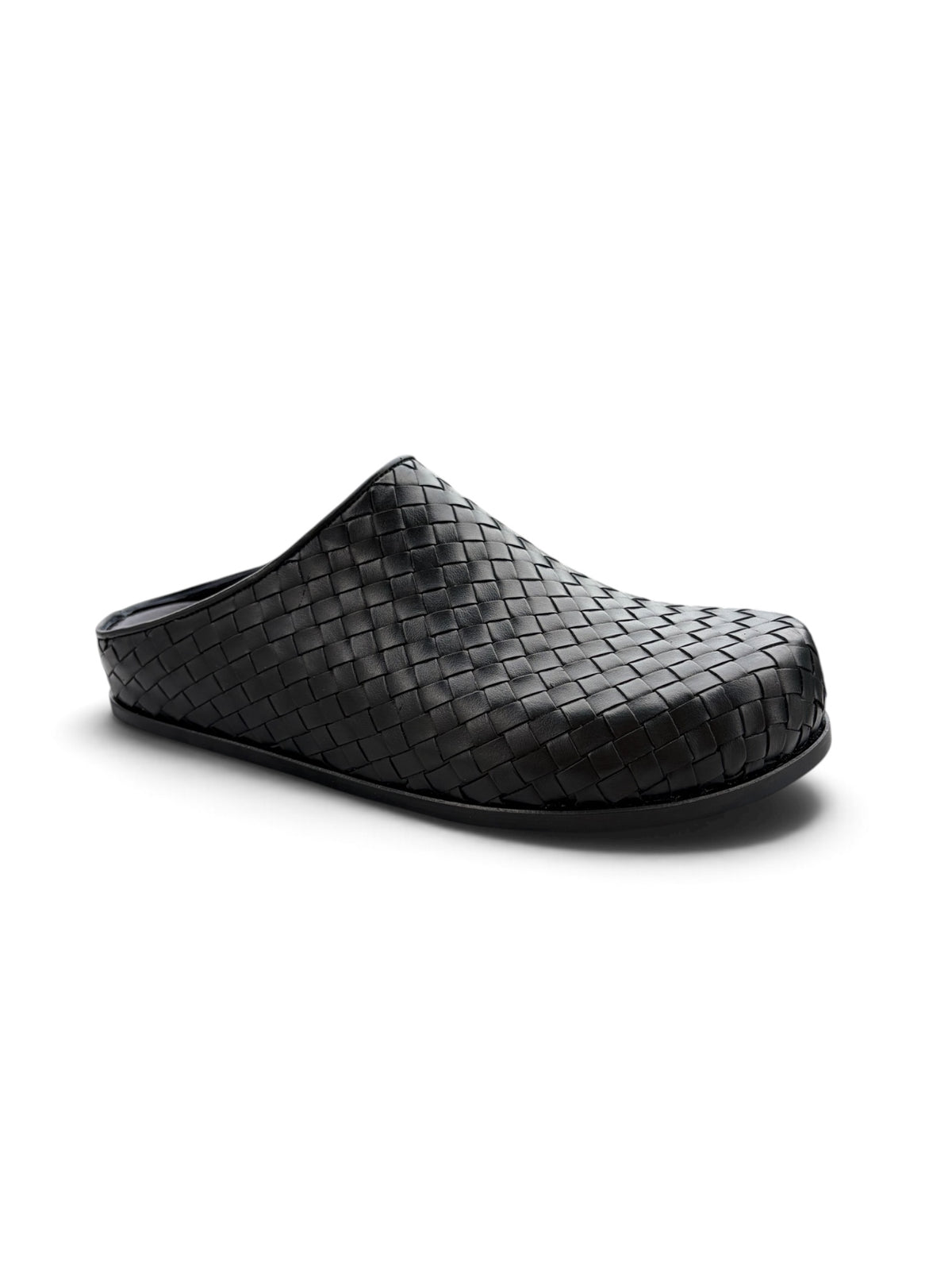Ön Sipariş Riva Siyah Örgü Deri Slipper