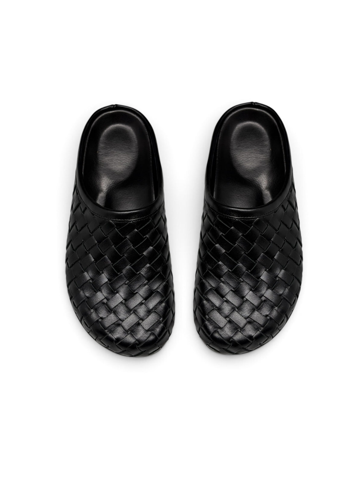 Ön Sipariş Lucca Siyah Örgü Deri Slipper