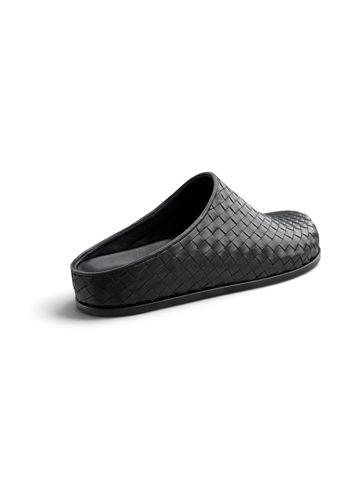 Ön Sipariş Riva Siyah Örgü Deri Slipper