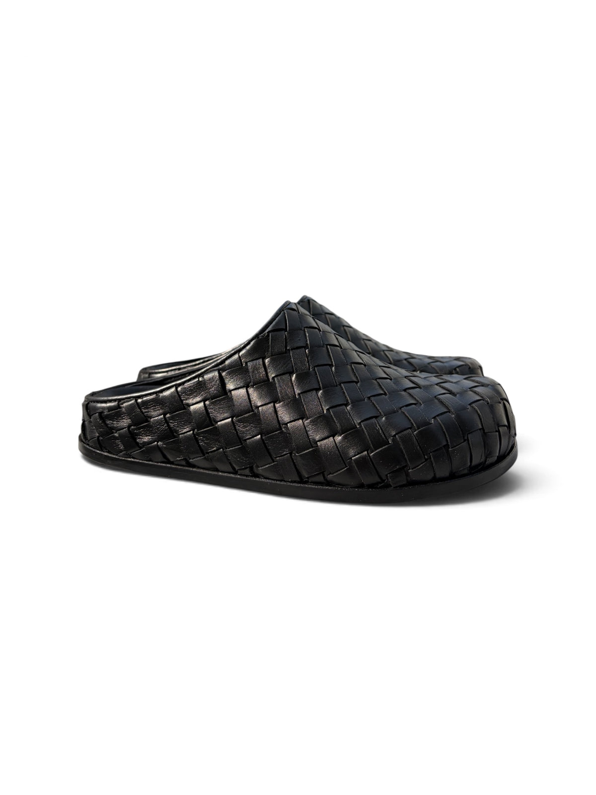 Lucca Siyah Örgü Deri Slipper