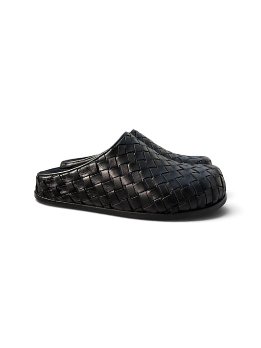 Lucca Siyah Örgü Deri Slipper