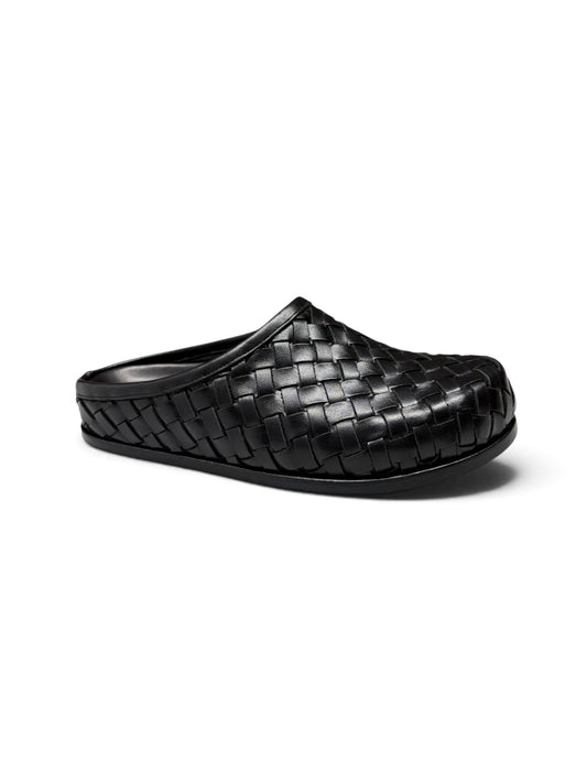 Ön Sipariş Lucca Siyah Örgü Deri Slipper