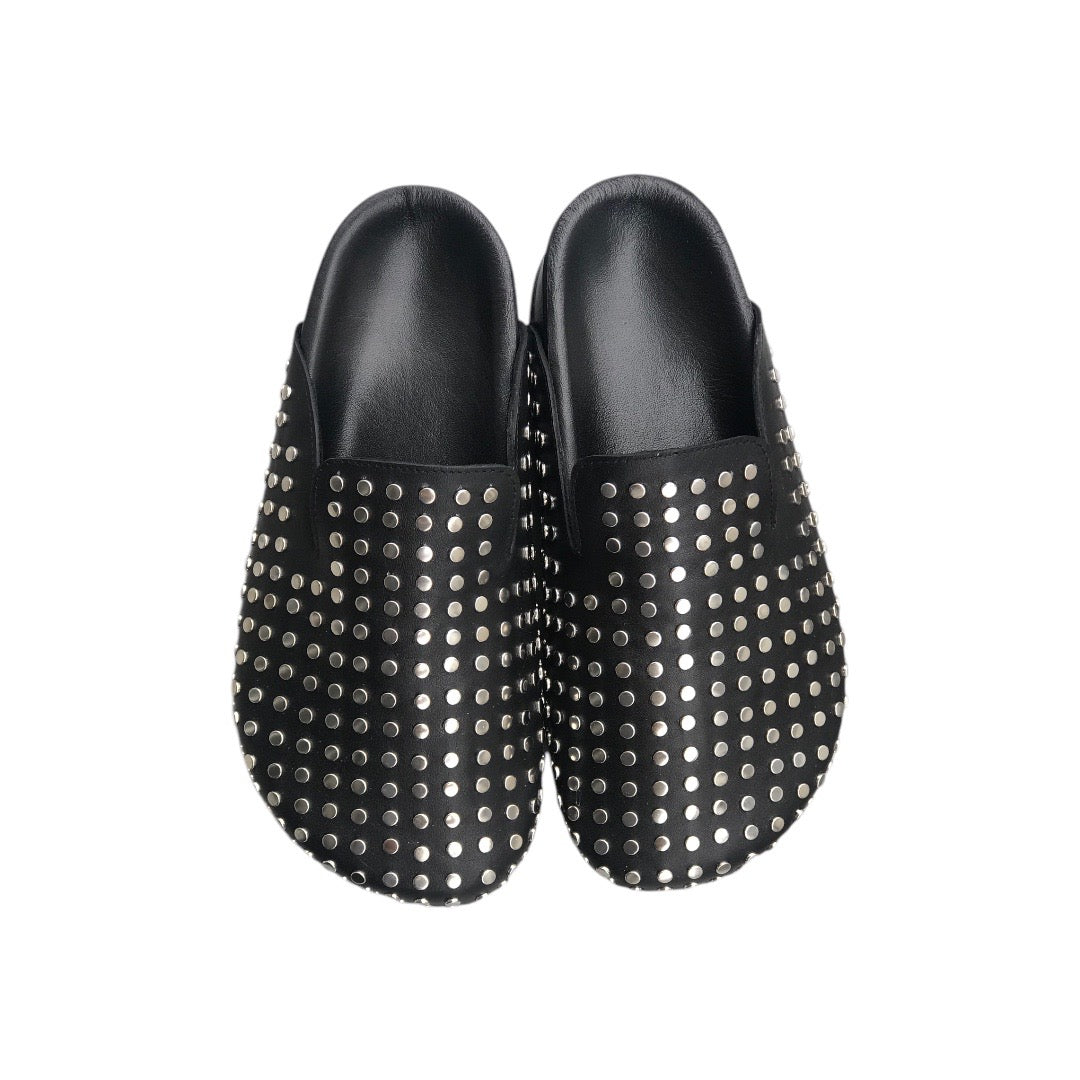 Vega Siyah Deri Slipper