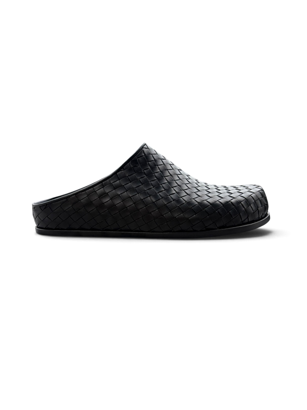 Ön Sipariş Riva Siyah Örgü Deri Slipper