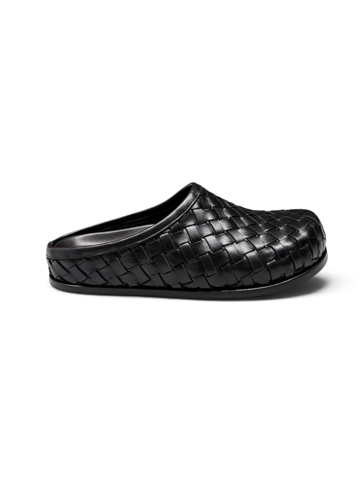 Ön Sipariş Lucca Siyah Örgü Deri Slipper