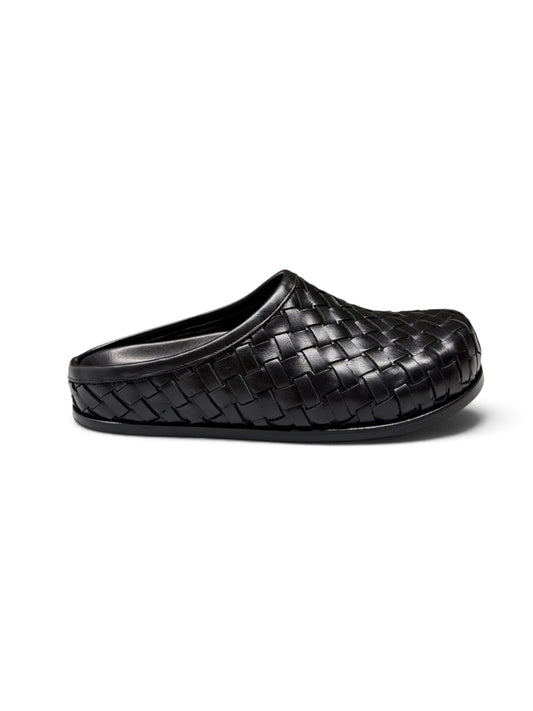 Ön Sipariş Lucca Siyah Örgü Deri Slipper