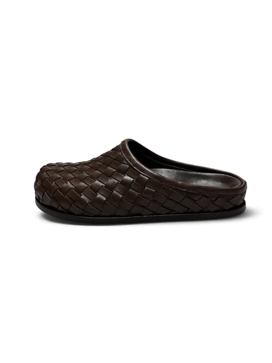 Ön Sipariş Lucca Kahve Örgü Deri Slipper